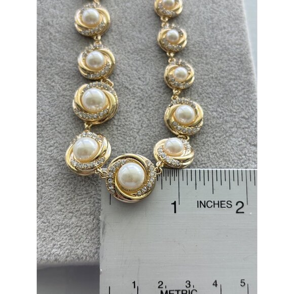 Charter Club Gold-Tone Necklace With Faux Pearls & Rhinestone Accents 20" Adjust - Picture 7 of 7
